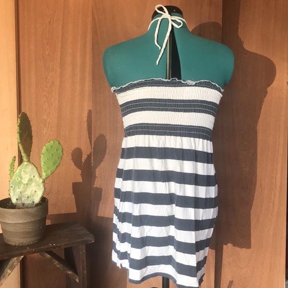 Large Exist Navy and White striped Dress - Picture 2 of 7